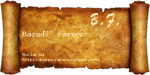 Bazsó Ferenc névjegykártya